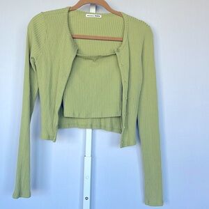 Reformation knit cardigan & tank set - size small - kiwi green